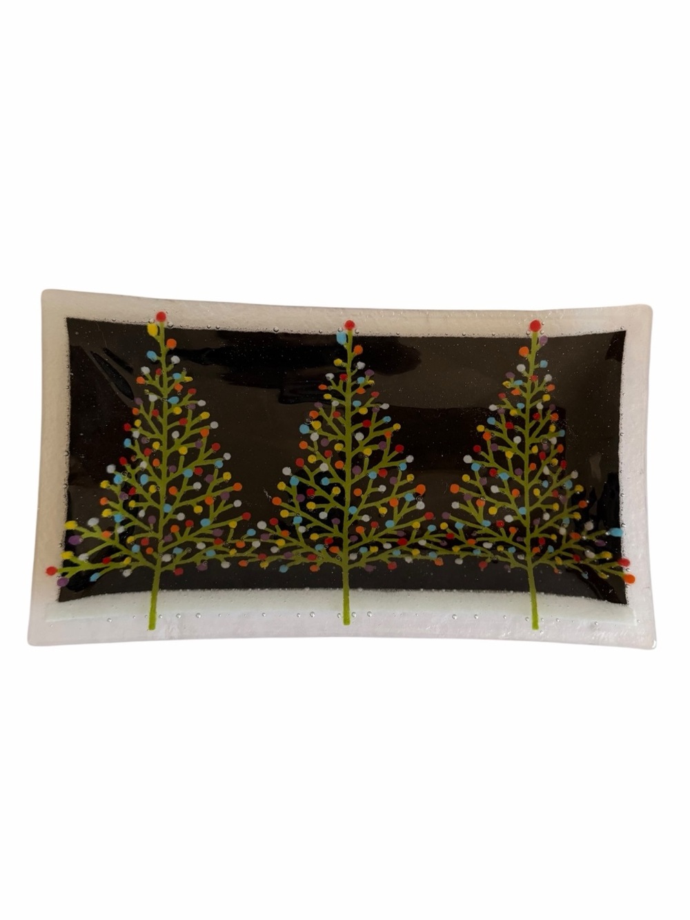 Peggy Karr Glass Tannenbaum Christmas Tree Holiday Tray